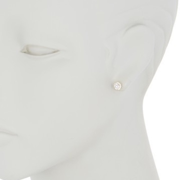 ADORNIA 14K Gold Swarovski Halo Stud Earrings - Picture 2 of 7